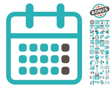 Bonus ile Takvim ay düz vektör simgesi