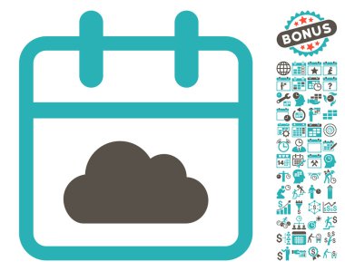 Bulutlu Gün Takvim Sayfa Düz Vektör Simgesi Bonus ile