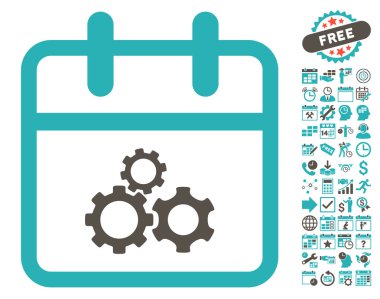 Bonus ile Mekanik Gün Düz Vektör Simgesi