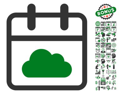 Bulutlu Gün Takvim Sayfa Düz Vektör Simgesi Bonus ile