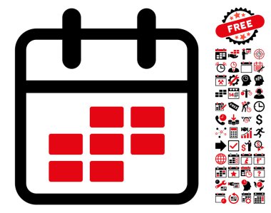 Bonus ile Takvim ay düz vektör simgesi