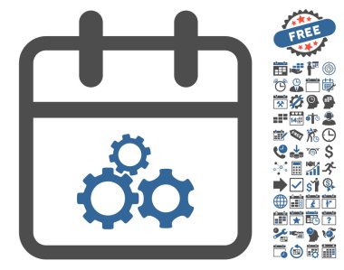 Bonus ile Mekanik Gün Düz Vektör Simgesi