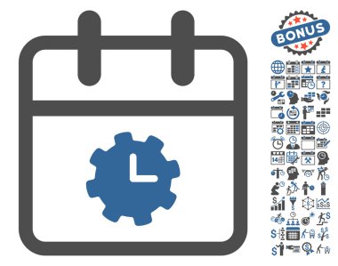 Bonus ile Zaman Hizmet Günü Düz Vektör Simgesi