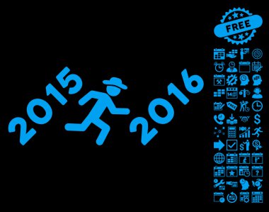 Bonus ile 2016 Yıl Düz Vektör Simgesi çalıştırın