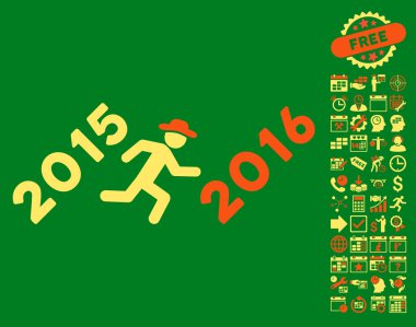 Bonus ile 2016 Yıl Düz Vektör Simgesi çalıştırın