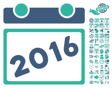 Bonus ile 2016 Takvim Düz Vektör Simgesi