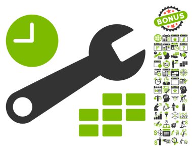 Bonus ile tarih ve saat yapılandırması düz vektör simgesi