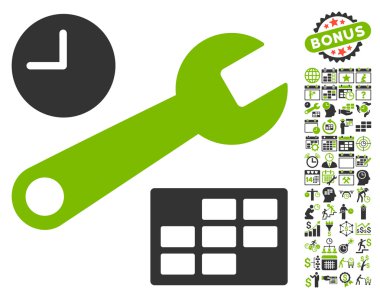 Tarih ve zaman kurulum düz vektör simge Bonus ile