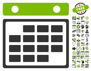 Bonus ile Ay Takvimi Düz Vektör Simgesi