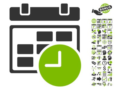 Bonus ile tarih ve saat düz vektör simgesi