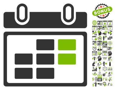 Bonus ile Ay Takvimi Düz Vektör Simgesi