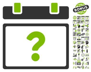 Bonus ile bilinmeyen takvim sayfa düz vektör simgesi