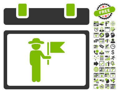 Bonus ile Ulusal Tatil Takvimi Sayfa Düz Vektör Simgesi