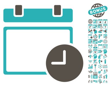Bonus lu Takvim Sayfası ve Saati Düz Vektör Simgesi