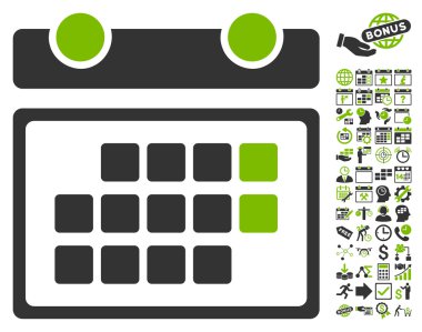 Bonus ile Ay Takvimi Düz Vektör Simgesi