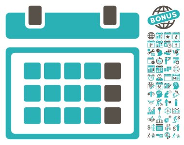 Bonus ile takvim düz vektör simgesi