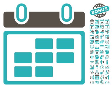 Bonus ile Ay Takvimi Düz Vektör Simgesi