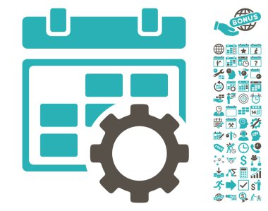 Takvim Ayarları Gear Flat Vector Icon Bonus ile