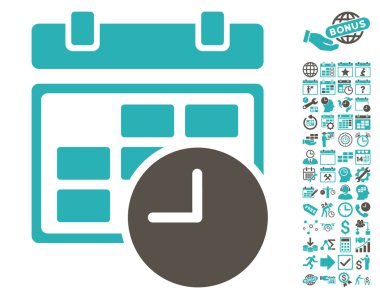 Bonus ile tarih ve saat düz vektör simgesi