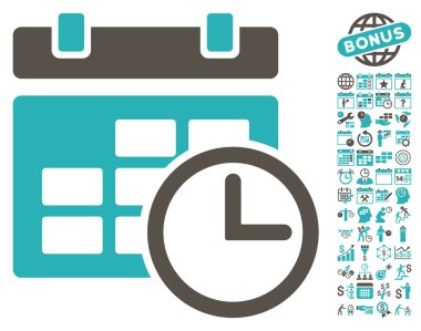 Bonus ile tarih ve saat düz vektör simgesi