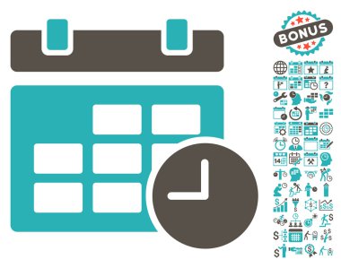 Bonus ile tarih ve saat düz vektör simgesi