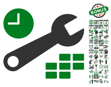 Bonus ile tarih ve saat yapılandırması düz vektör simgesi