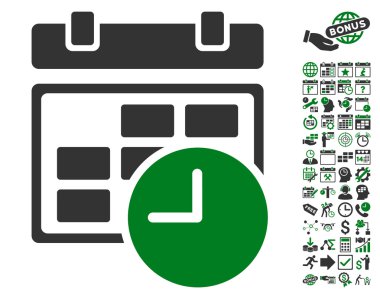 Bonus ile tarih ve saat düz vektör simgesi