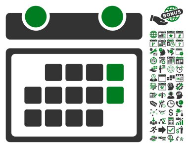 Bonus ile Ay Takvimi Düz Vektör Simgesi