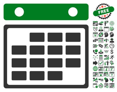 Bonus ile Ay Takvimi Düz Vektör Simgesi