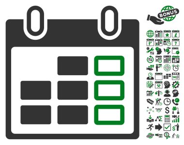 Takvim hafta düz vektör simge Bonus ile