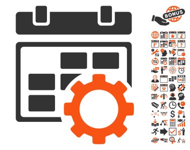 Takvim Ayarları Gear Flat Vector Icon Bonus ile