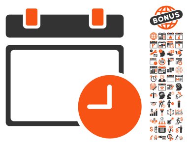 Bonus lu Takvim Sayfası ve Saati Düz Vektör Simgesi