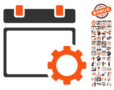 Takvim Sayfa Seçenekleri Bonus ile Dişli Düz Vektör Simgesi