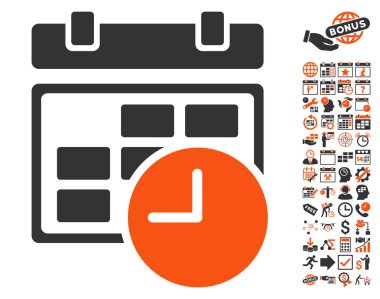 Bonus ile tarih ve saat düz vektör simgesi