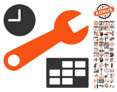 Tarih ve zaman kurulum düz vektör simge Bonus ile