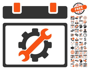 Bonus ile Hizmet Takvimi Sayfası Düz Vektör Simgesi