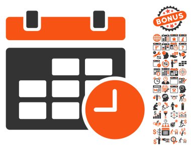 Bonus ile tarih ve saat düz vektör simgesi