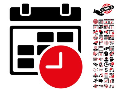 Bonus ile tarih ve saat düz vektör simgesi