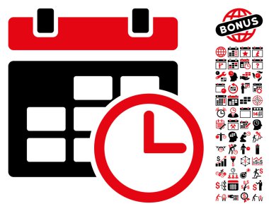 Bonus ile tarih ve saat düz vektör simgesi