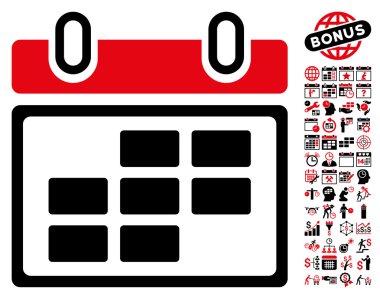 Bonus ile Ay Takvimi Düz Vektör Simgesi