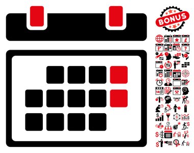 Bonus ile Ay Takvimi Düz Vektör Simgesi