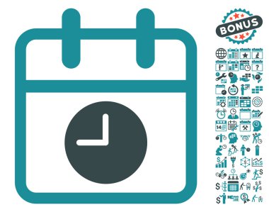Bonus lu Takvim Sayfası ve Saati Düz Vektör Simgesi