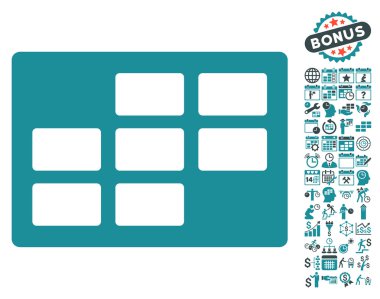 Bonus ile takvim tablo düz vektör simgesi