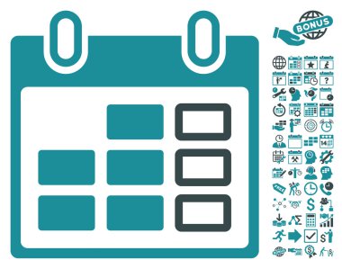 Takvim hafta düz vektör simge Bonus ile