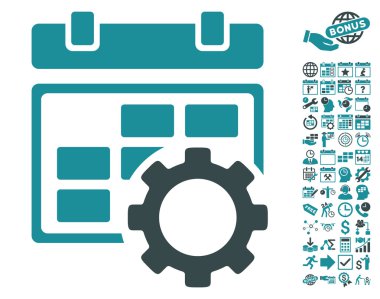 Takvim Ayarları Gear Flat Vector Icon Bonus ile