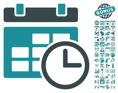Bonus ile tarih ve saat düz vektör simgesi