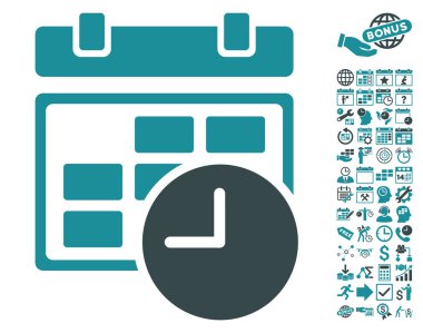 Bonus ile tarih ve saat düz vektör simgesi