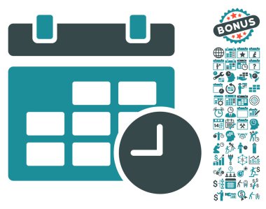 Bonus ile tarih ve saat düz vektör simgesi