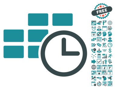 Bonus ile zaman tablo düz vektör simgesi