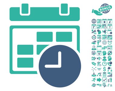 Bonus ile tarih ve saat düz vektör simgesi